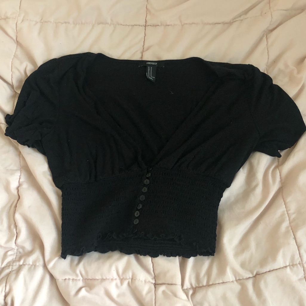 Black Button Down Crop